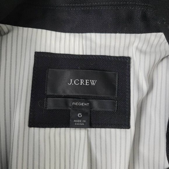 J. Crew Black Wool Flannel Regent Blazer Jacket Sz 6 Single Button B0323 - Picture 5 of 12